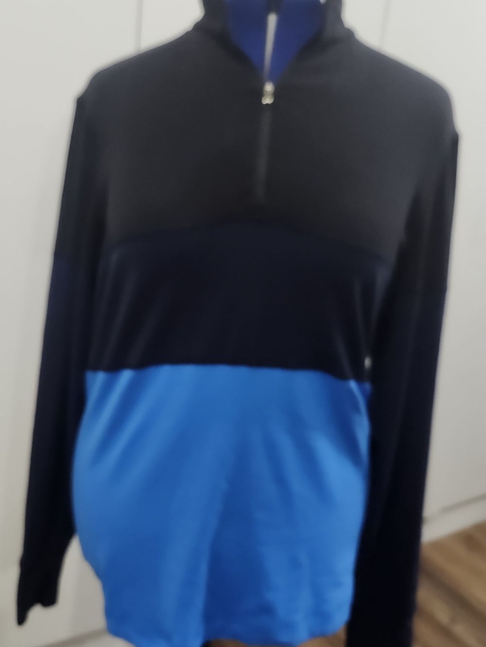 lululemon athletica Colorblock Half-Zip Jacket in Black and Bright Blue - Picture 2 of 8